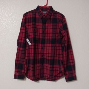 New Bonobos Slim Fit Medium M Flannel Black Red